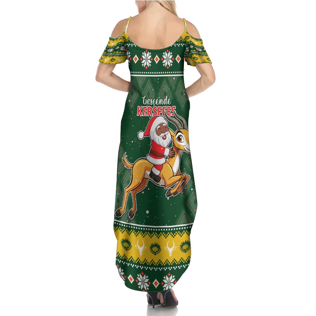 South Africa Christmas Summer Maxi Dress Funny Santa Riding Springbok LT05 - Wonder Print Shop