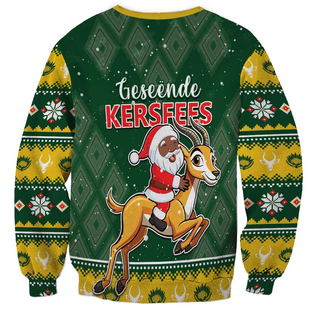 South Africa Christmas Sweatshirt Funny Santa Riding Springbok LT05 - Wonder Print Shop