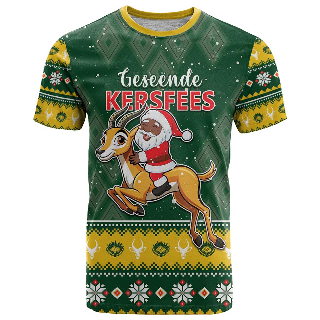 South Africa Christmas T Shirt Funny Santa Riding Springbok LT05 - Wonder Print Shop