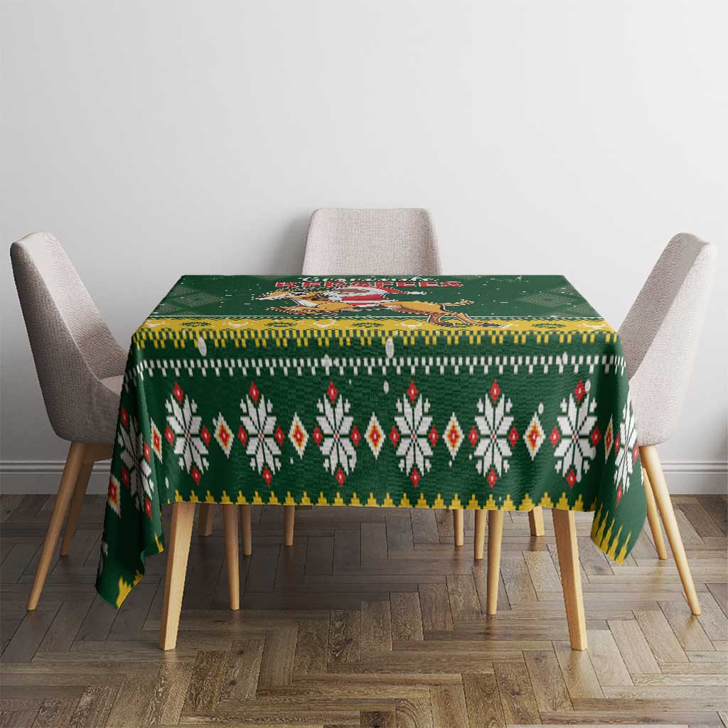 South Africa Christmas Tablecloth Funny Santa Riding Springbok LT05 - Wonder Print Shop