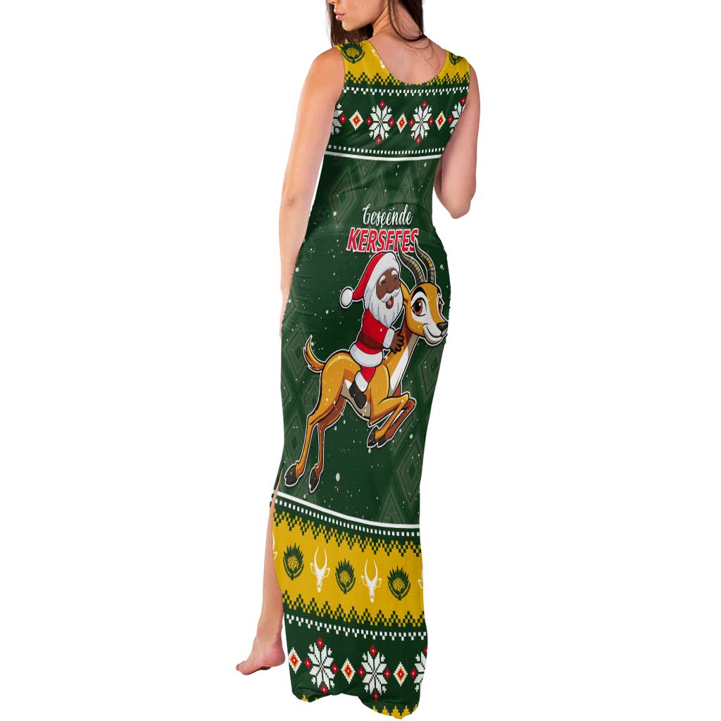 South Africa Christmas Tank Maxi Dress Funny Santa Riding Springbok LT05 - Wonder Print Shop
