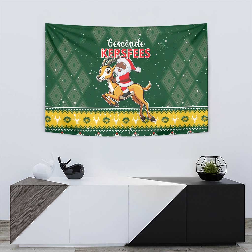 South Africa Christmas Tapestry Funny Santa Riding Springbok LT05 - Wonder Print Shop