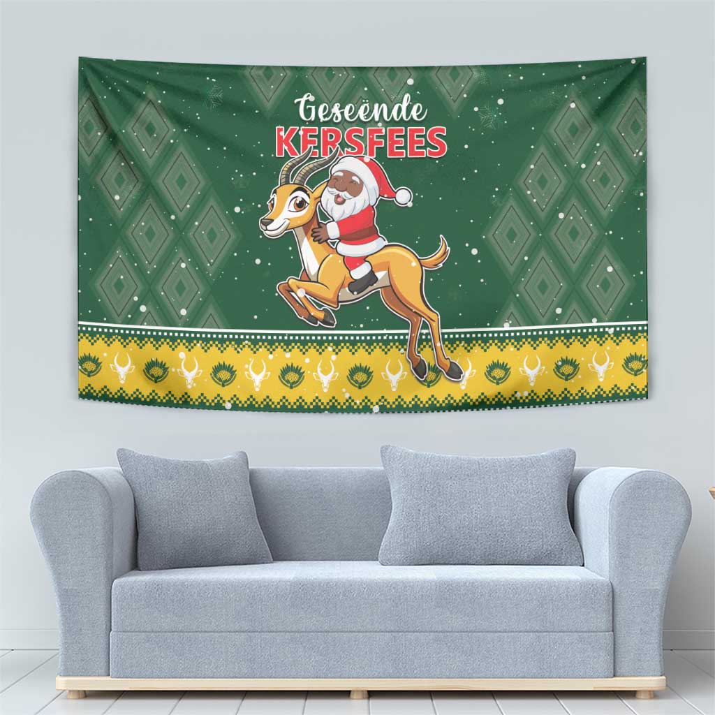 South Africa Christmas Tapestry Funny Santa Riding Springbok LT05 - Wonder Print Shop