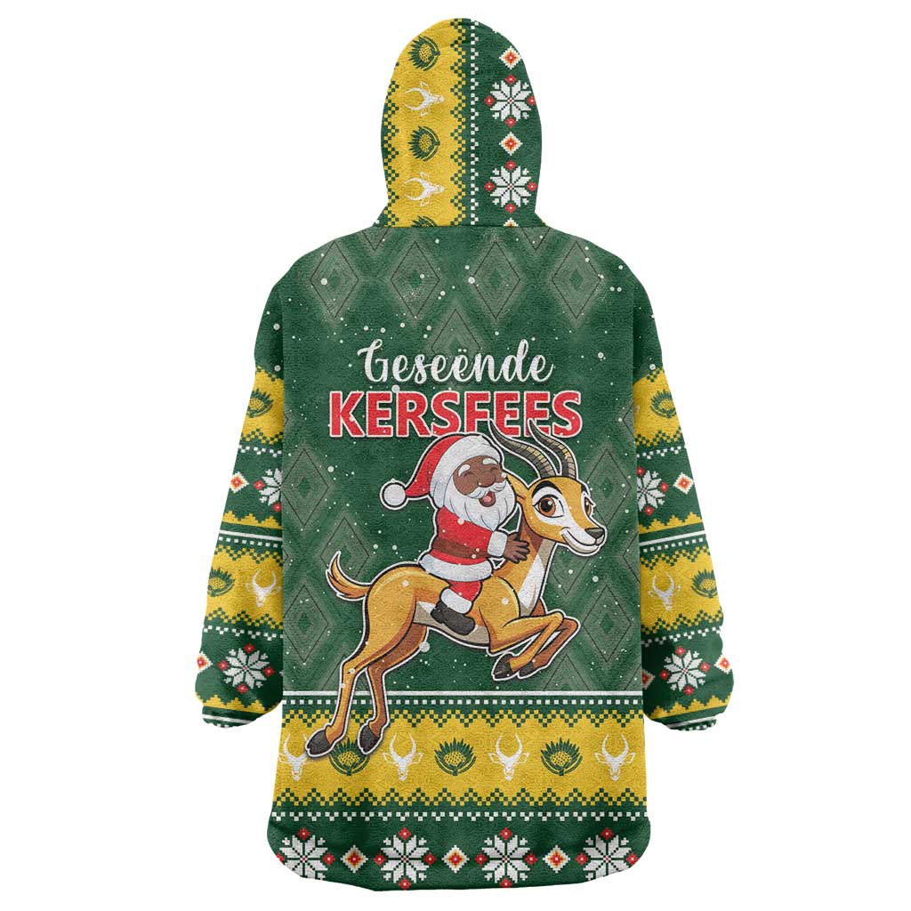 South Africa Christmas Wearable Blanket Hoodie Funny Santa Riding Springbok LT05 - Wonder Print Shop