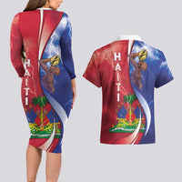 Haiti Independence Day Couples Matching Long Sleeve Bodycon Dress and Hawaiian Shirt The First Black Independent Nation - Wonder Print Shop