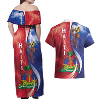 Haiti Independence Day Couples Matching Off Shoulder Maxi Dress and Hawaiian Shirt The First Black Independent Nation - Wonder Print Shop