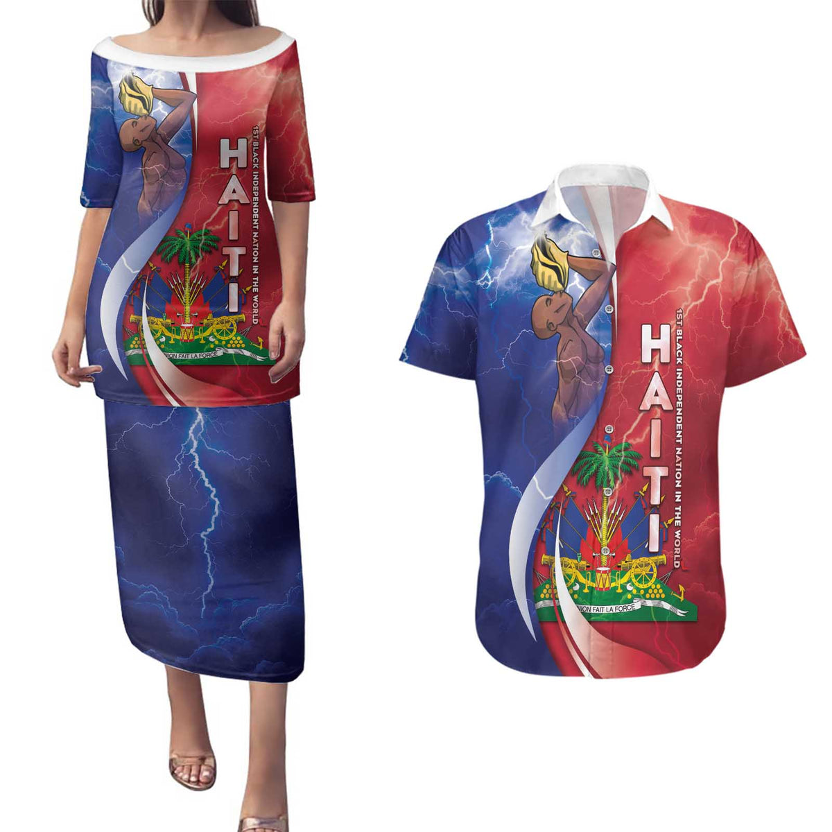 Haiti Independence Day Couples Matching Puletasi and Hawaiian Shirt The First Black Independent Nation - Wonder Print Shop