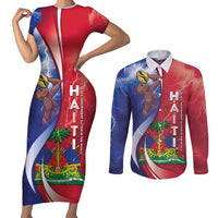 Haiti Independence Day Couples Matching Short Sleeve Bodycon Dress and Long Sleeve Button Shirt The First Black Independent Nation - Wonder Print Shop