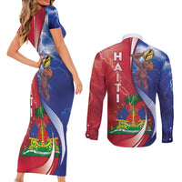 Haiti Independence Day Couples Matching Short Sleeve Bodycon Dress and Long Sleeve Button Shirt The First Black Independent Nation - Wonder Print Shop