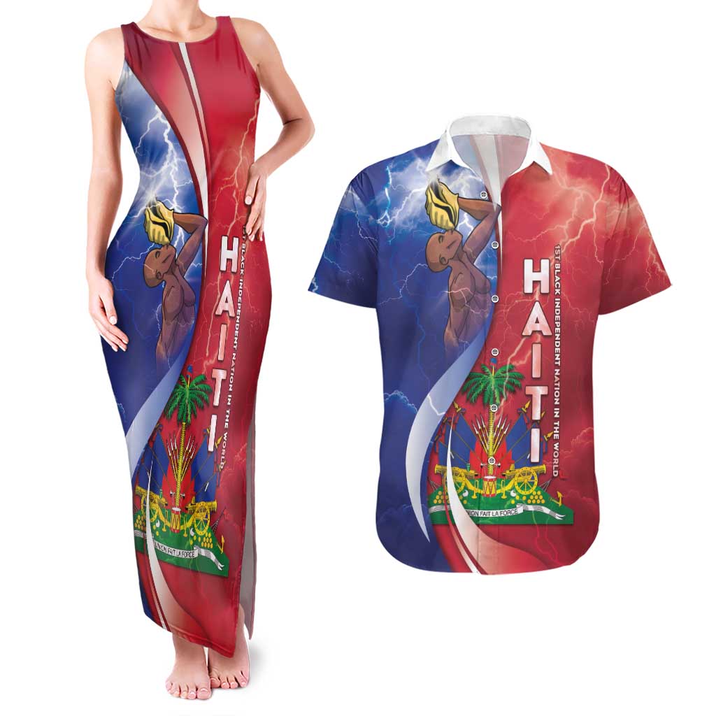 Haiti Independence Day Couples Matching Tank Maxi Dress and Hawaiian Shirt The First Black Independent Nation - Wonder Print Shop