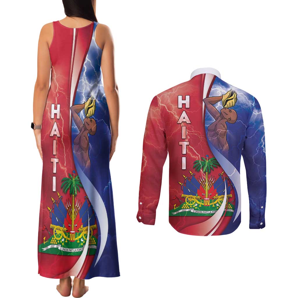 Haiti Independence Day Couples Matching Tank Maxi Dress and Long Sleeve Button Shirt The First Black Independent Nation - Wonder Print Shop