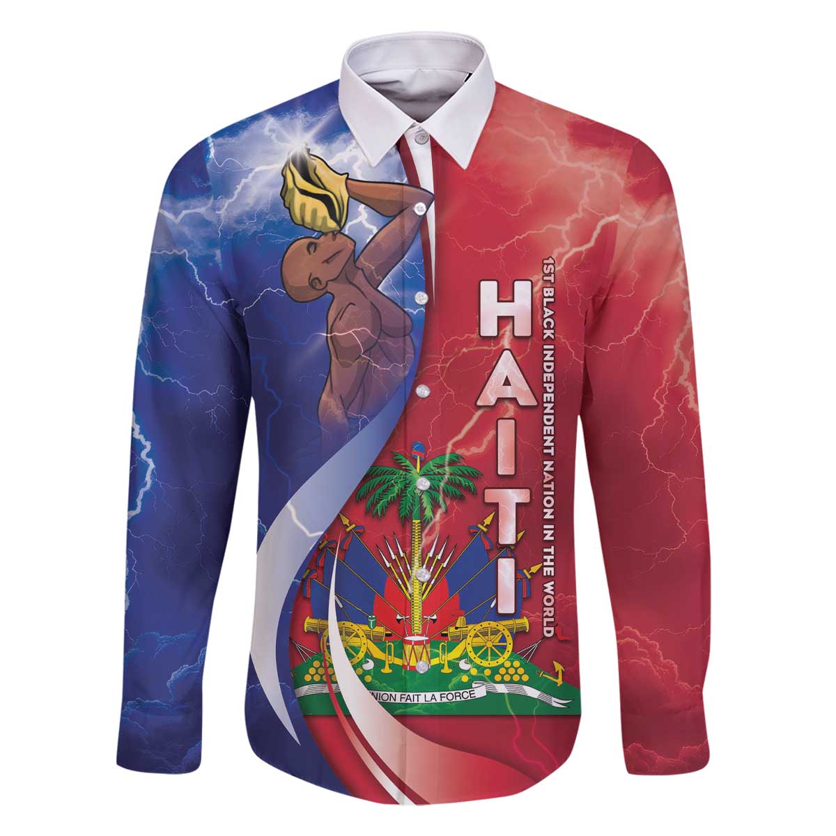 Haiti Independence Day Family Matching Off The Shoulder Long Sleeve Dress and Hawaiian Shirt The First Black Independent Nation - Wonder Print Shop