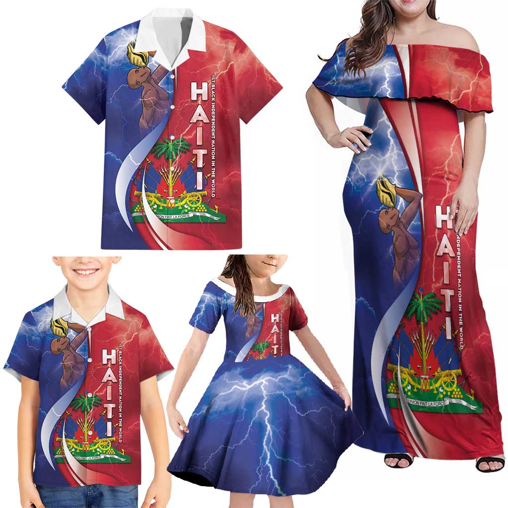 Haiti Independence Day Family Matching Off Shoulder Maxi Dress and Hawaiian Shirt The First Black Independent Nation - Wonder Print Shop