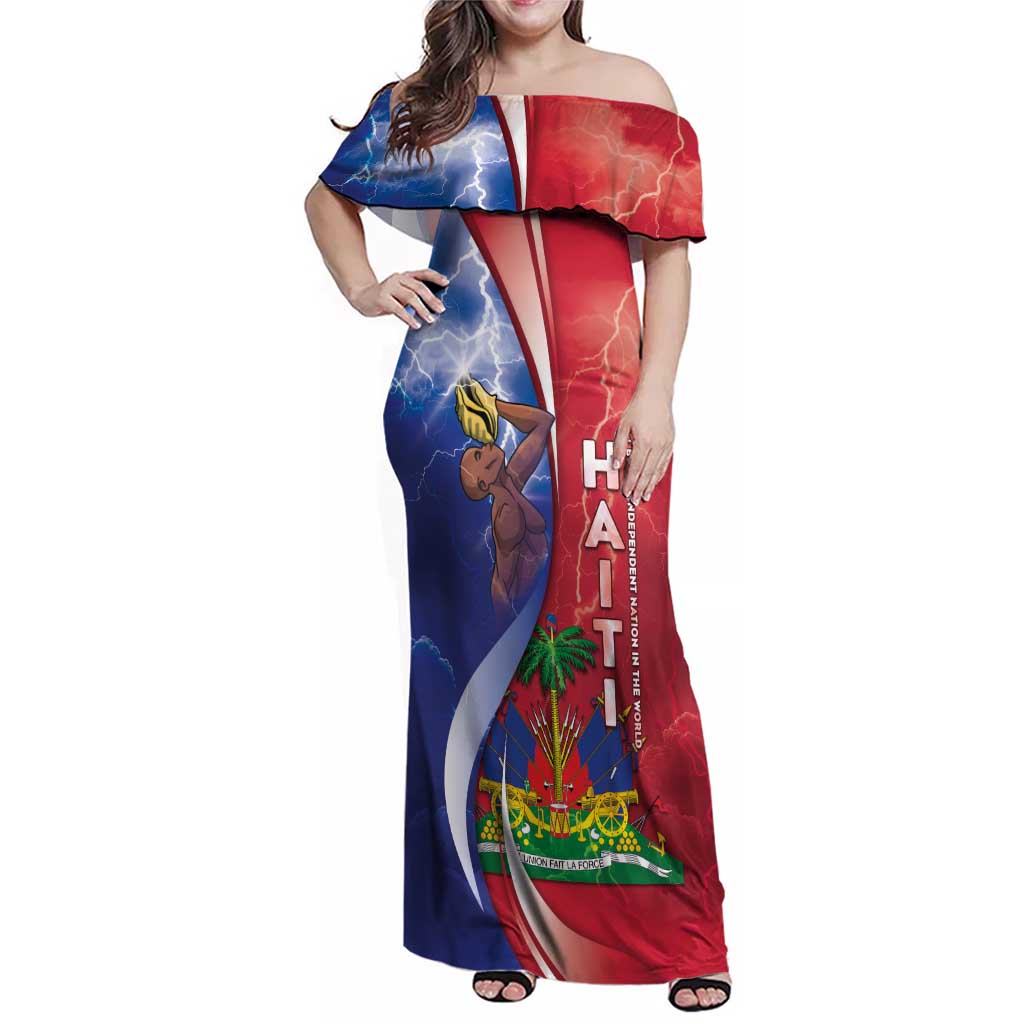 Haiti Independence Day Family Matching Off Shoulder Maxi Dress and Hawaiian Shirt The First Black Independent Nation - Wonder Print Shop