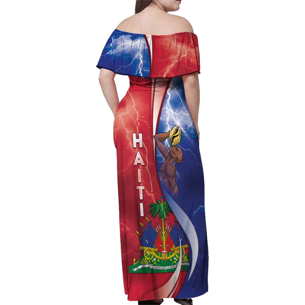 Haiti Independence Day Family Matching Off Shoulder Maxi Dress and Hawaiian Shirt The First Black Independent Nation - Wonder Print Shop
