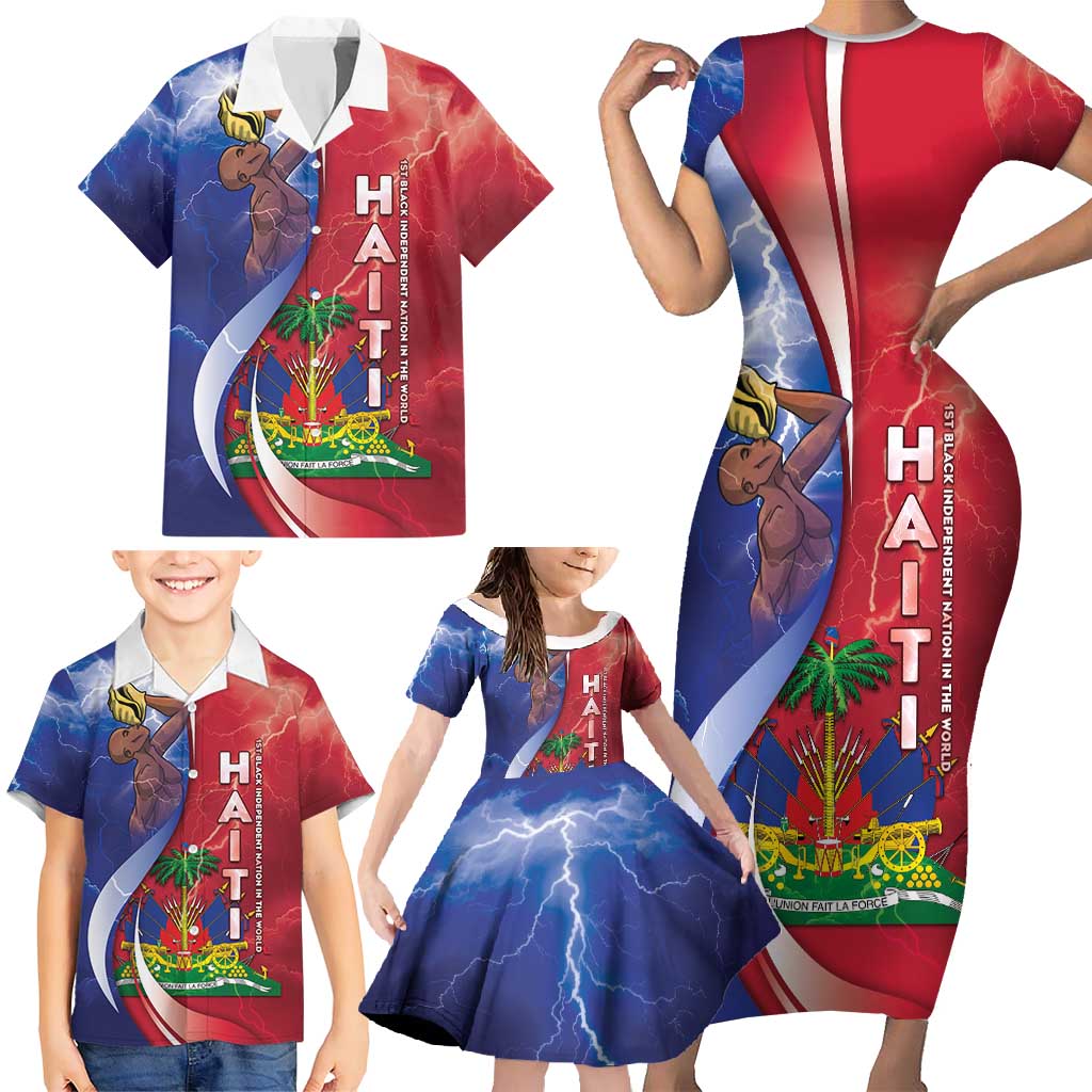 Haiti Independence Day Family Matching Short Sleeve Bodycon Dress and Hawaiian Shirt The First Black Independent Nation - Wonder Print Shop