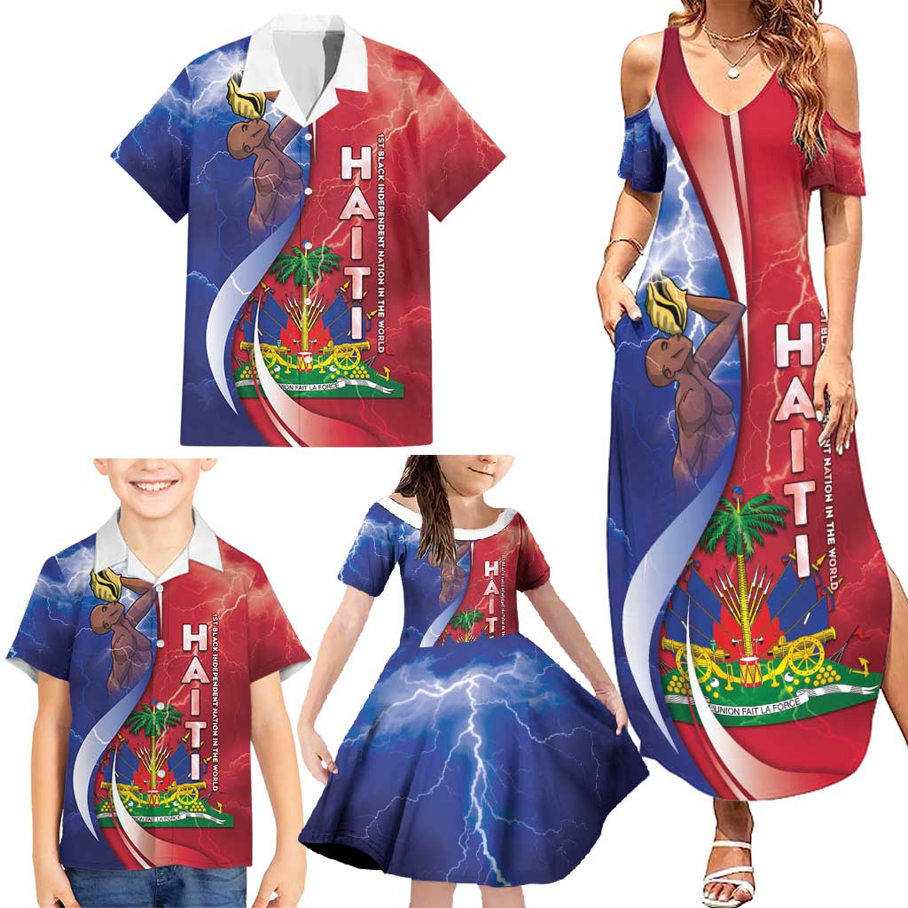 Haiti Independence Day Family Matching Summer Maxi Dress and Hawaiian Shirt The First Black Independent Nation - Wonder Print Shop