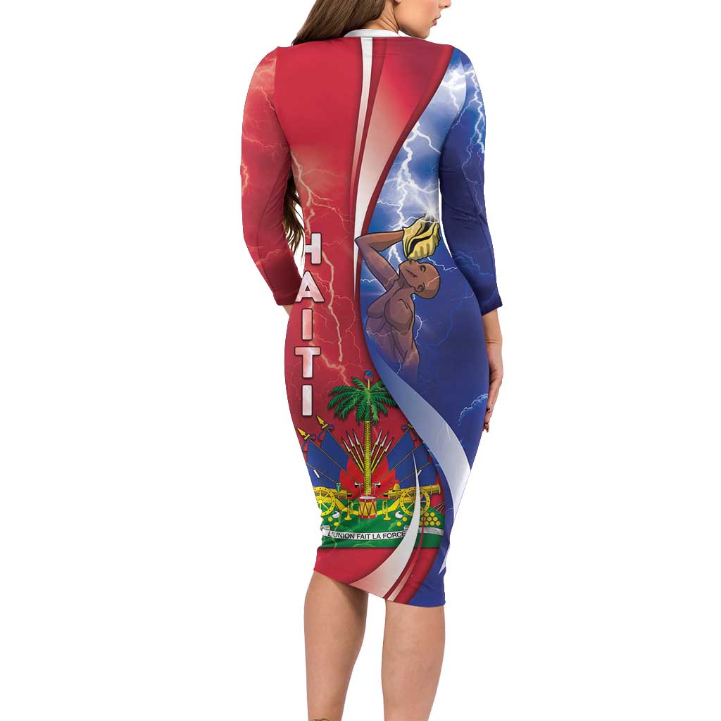 Haiti Independence Day Long Sleeve Bodycon Dress The First Black Independent Nation - Wonder Print Shop