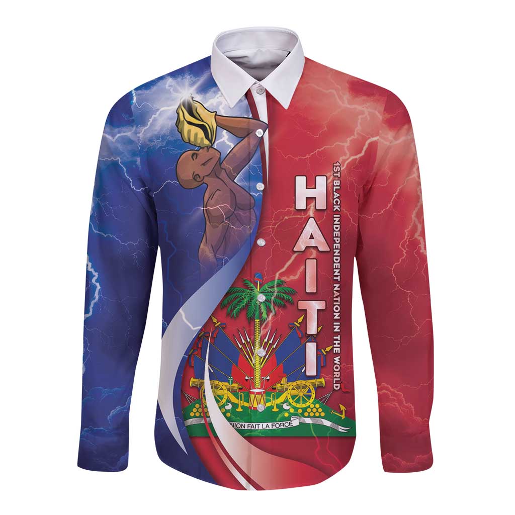 Haiti Independence Day Long Sleeve Button Shirt The First Black Independent Nation - Wonder Print Shop