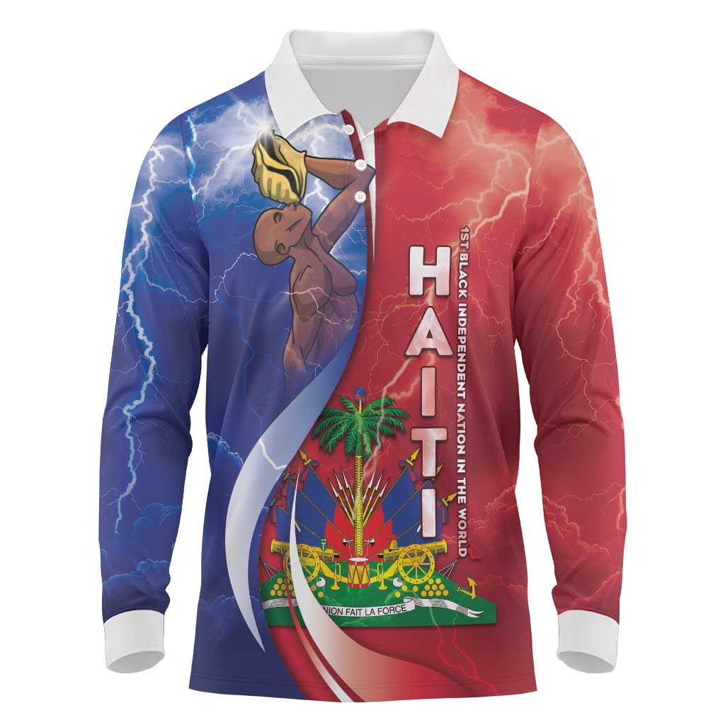 Haiti Independence Day Long Sleeve Polo Shirt The First Black Independent Nation - Wonder Print Shop