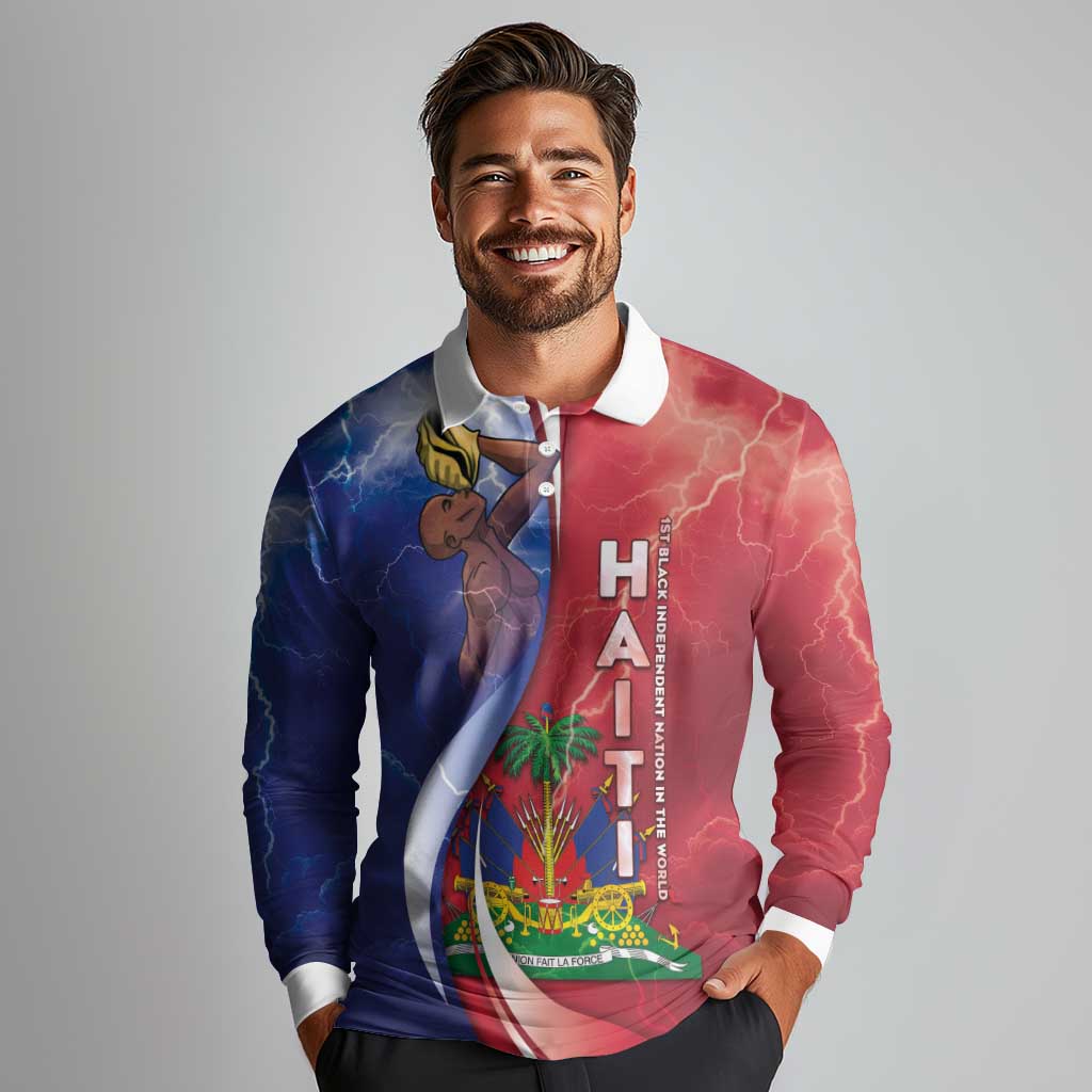 Haiti Independence Day Long Sleeve Polo Shirt The First Black Independent Nation - Wonder Print Shop