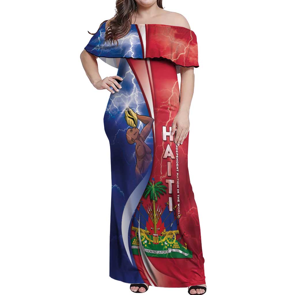 Haiti Independence Day Off Shoulder Maxi Dress The First Black Independent Nation - Wonder Print Shop