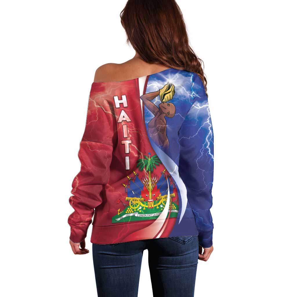 Haiti Independence Day Off Shoulder Sweater The First Black Independent Nation - Wonder Print Shop