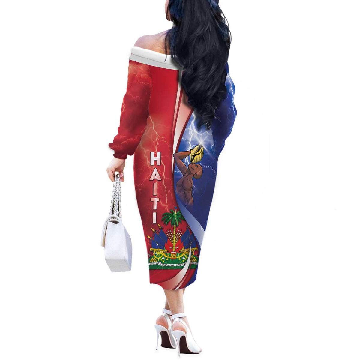 Haiti Independence Day Off The Shoulder Long Sleeve Dress The First Black Independent Nation - Wonder Print Shop