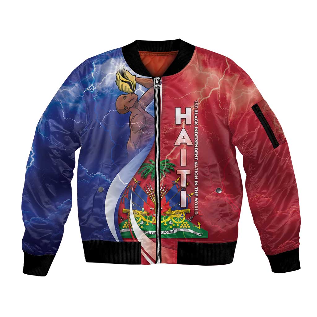 Haiti Independence Day Sleeve Zip Bomber Jacket The First Black Independent Nation - Wonder Print Shop