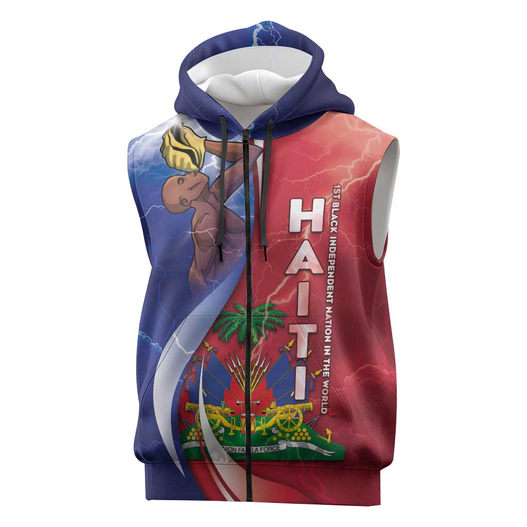 Haiti Independence Day Sleeveless Zip Hoodie The First Black Independent Nation - Wonder Print Shop