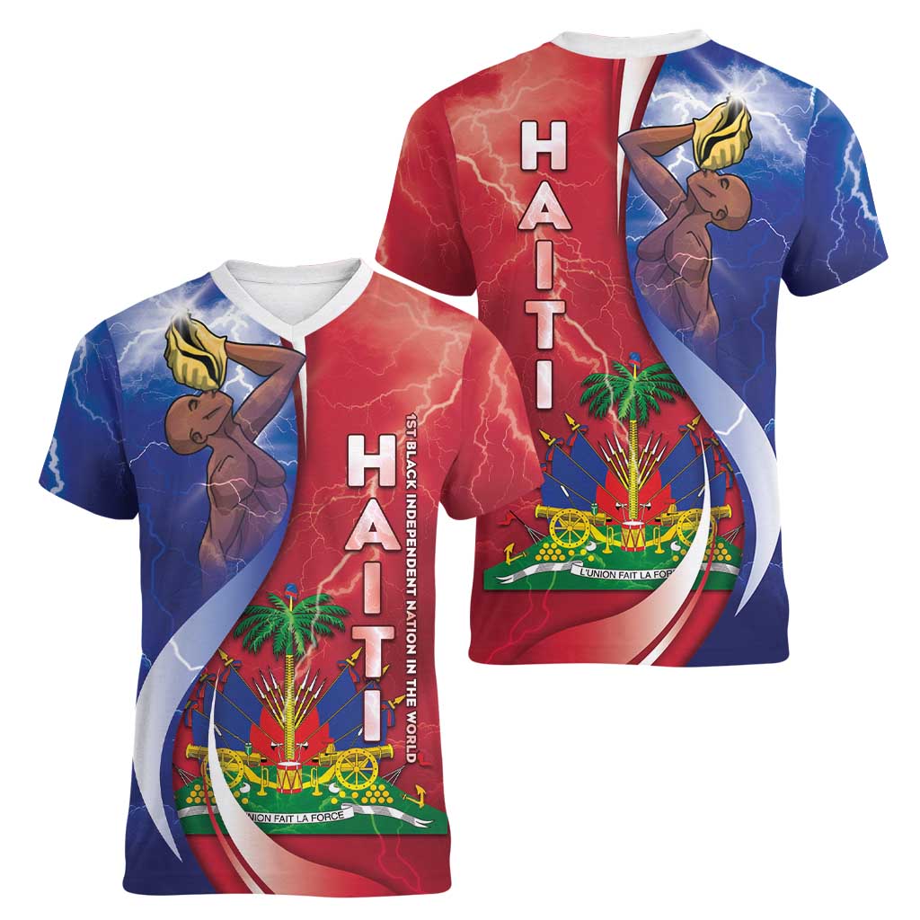 Haiti Independence Day Women V-Neck T-Shirt The First Black Independent Nation - Wonder Print Shop