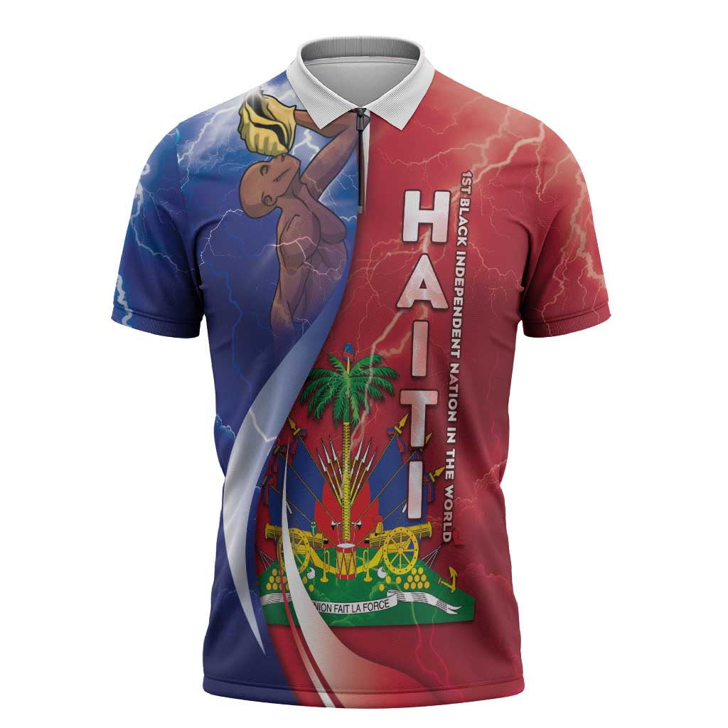 Haiti Independence Day Zipper Polo Shirt The First Black Independent Nation - Wonder Print Shop