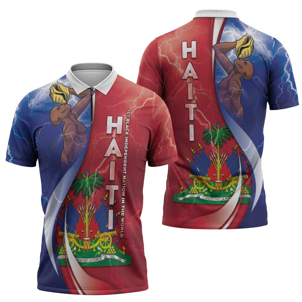 Haiti Independence Day Zipper Polo Shirt The First Black Independent Nation - Wonder Print Shop