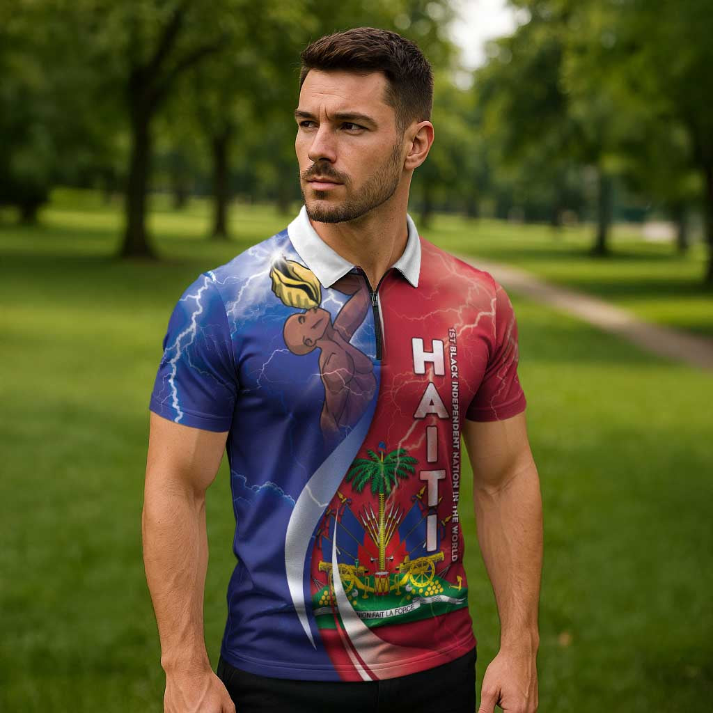 Haiti Independence Day Zipper Polo Shirt The First Black Independent Nation - Wonder Print Shop