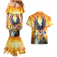 United States Fourth Of July Couples Matching Mermaid Dress and Hawaiian Shirt Happy Independence Day