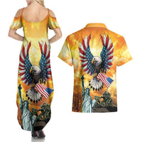 United States Fourth Of July Couples Matching Summer Maxi Dress and Hawaiian Shirt Happy Independence Day