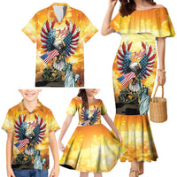 United States Fourth Of July Family Matching Mermaid Dress and Hawaiian Shirt Happy Independence Day