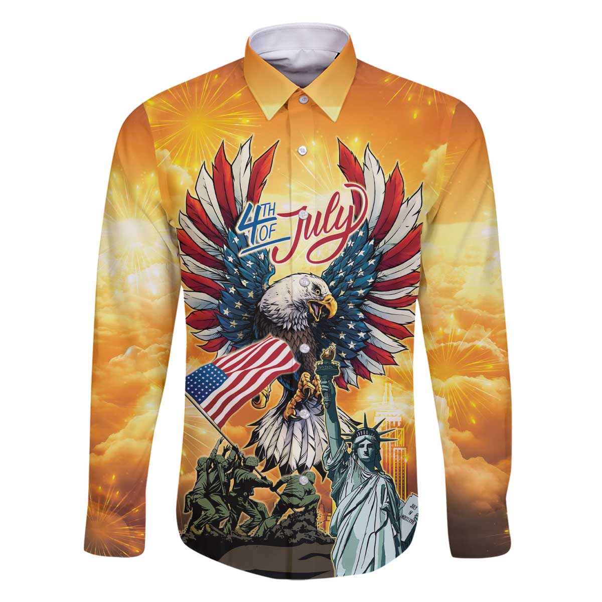 United States Fourth Of July Family Matching Off The Shoulder Long Sleeve Dress and Hawaiian Shirt Happy Independence Day