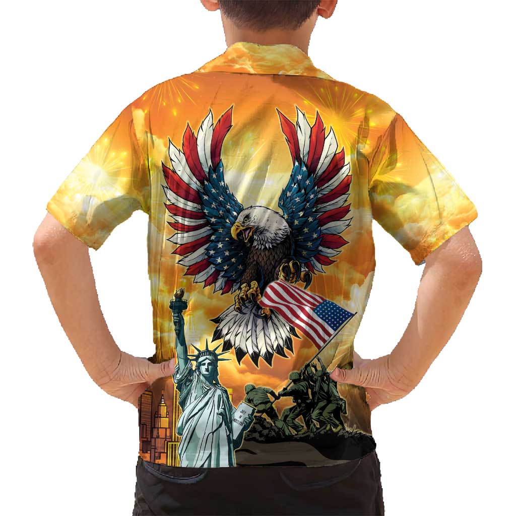 United States Fourth Of July Family Matching Off Shoulder Maxi Dress and Hawaiian Shirt Happy Independence Day