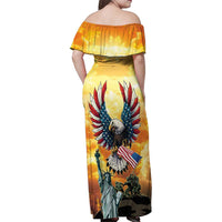 United States Fourth Of July Family Matching Off Shoulder Maxi Dress and Hawaiian Shirt Happy Independence Day