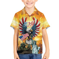 United States Fourth Of July Family Matching Off Shoulder Short Dress and Hawaiian Shirt Happy Independence Day