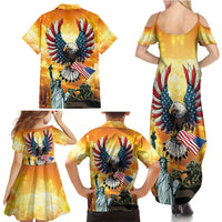 United States Fourth Of July Family Matching Summer Maxi Dress and Hawaiian Shirt Happy Independence Day