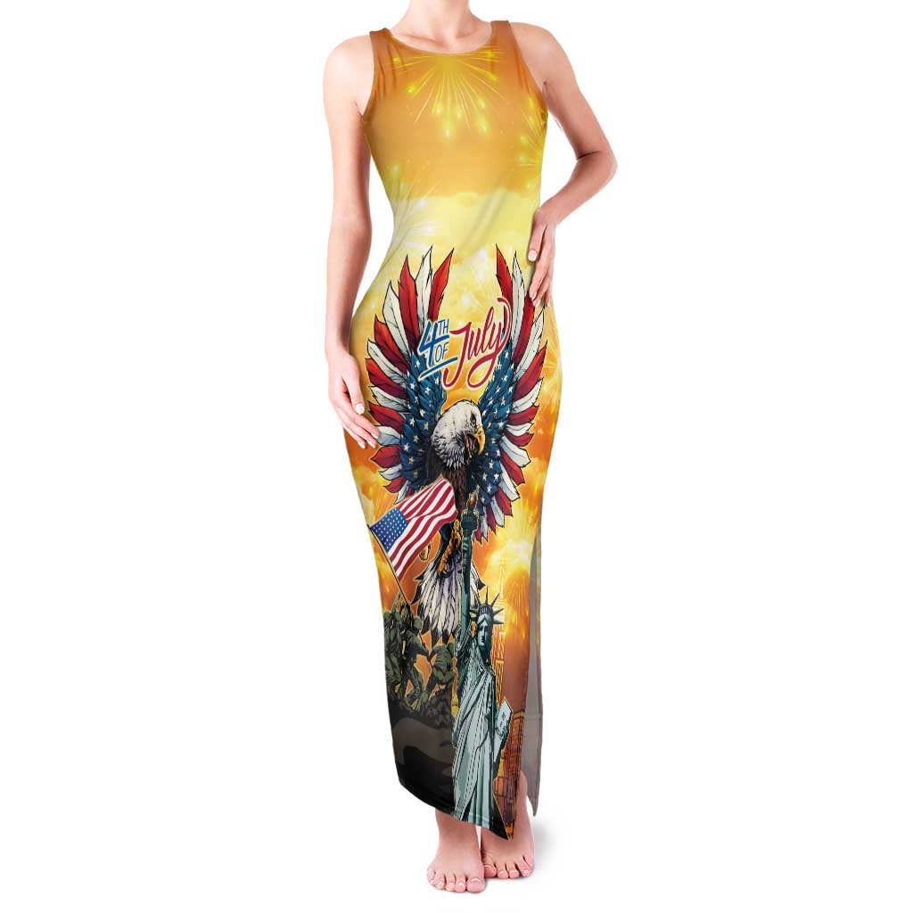 United States Fourth Of July Family Matching Tank Maxi Dress and Hawaiian Shirt Happy Independence Day