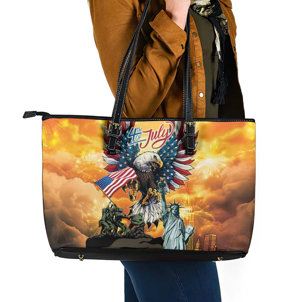 United States Fourth Of July Leather Tote Bag Happy Independence Day