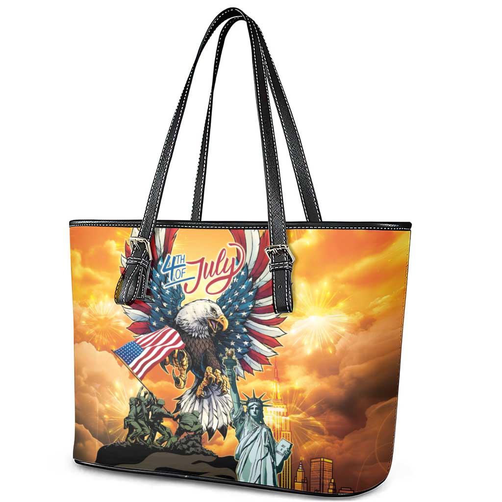 United States Fourth Of July Leather Tote Bag Happy Independence Day