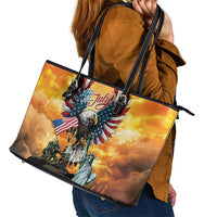 United States Fourth Of July Leather Tote Bag Happy Independence Day