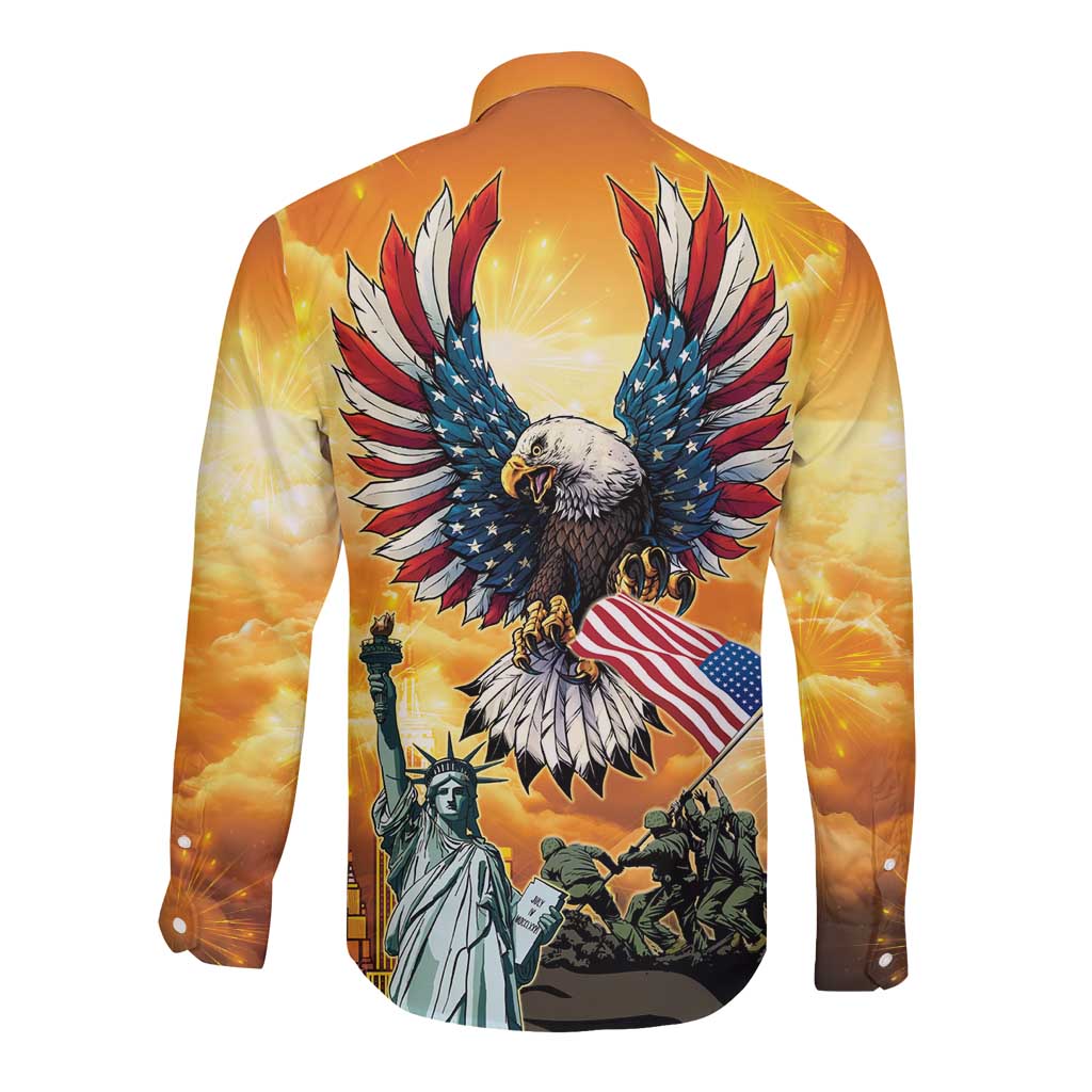 United States Fourth Of July Long Sleeve Button Shirt Happy Independence Day