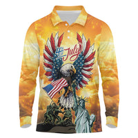United States Fourth Of July Long Sleeve Polo Shirt Happy Independence Day