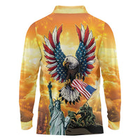 United States Fourth Of July Long Sleeve Polo Shirt Happy Independence Day