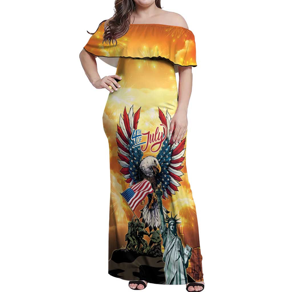 United States Fourth Of July Off Shoulder Maxi Dress Happy Independence Day
